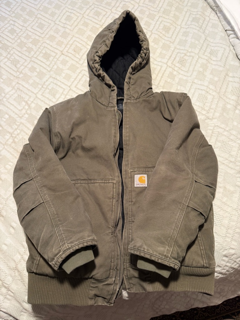 Carhartt Kids Hooded Puffer Jacket in Olive